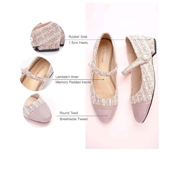 New! C.Paravano Women's Flats Shoes Round Toe Ballet Tweed Blush Size 7.5 $118 - Picture 2 of 14